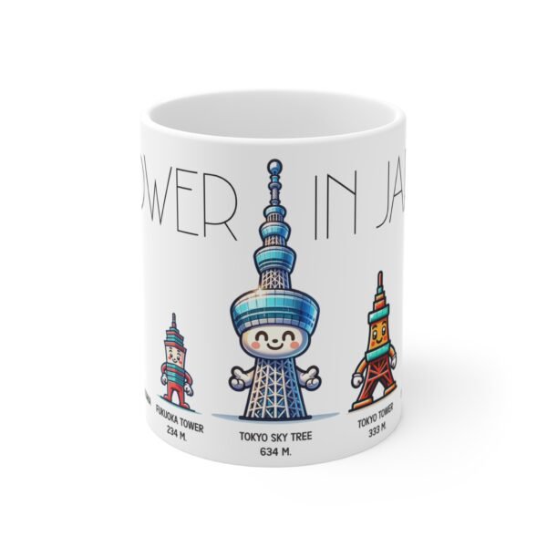 WickerStudio Mug 11oz featuring tower in Japan, Tokyo Skyline Tea Cup, Ceramic Coffee Mug, Gift for Japan Travel Lover