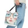 WickerStudio Stylish Woman Face Tote Bag - Personalized Name , Shopping Bag, Shoulder Bag, - Image 3