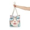 WickerStudio Stylish Woman Face Tote Bag - Personalized Name , Shopping Bag, Shoulder Bag, - Image 16