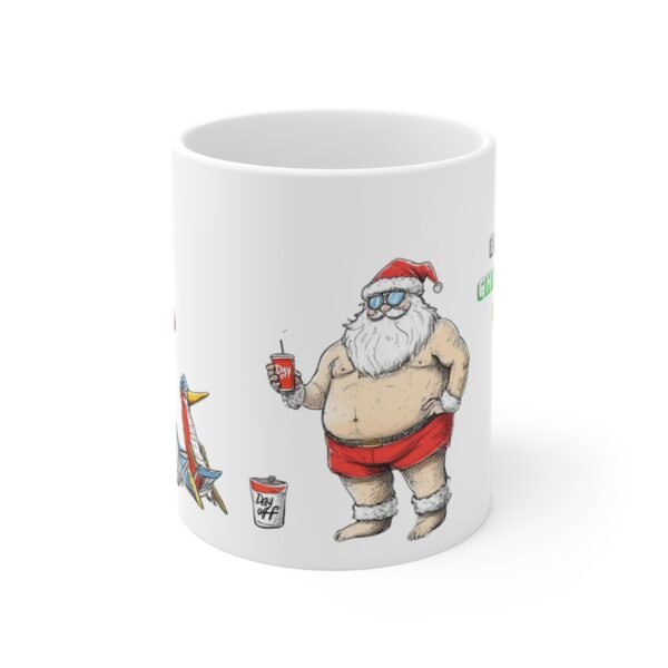 WickerStudio Santa Claus Relax on the Beach Before Christmas Come, Holiday Coffee Cup, Festive Xmas Gift