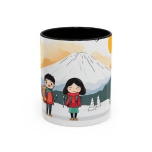 WickerStudio Duet Lover Snow Trekking Coffee Cup, Romantic Hot Beverage Drinkware, Valentine's Day Gift, Couple Winter