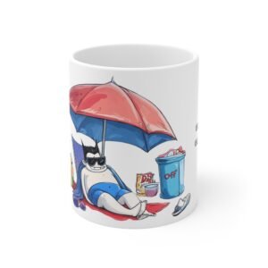 WickerStudio Dracula on Vacation Accent Coffee Mug 11oz, Halloween Gag Gift Cup, Novelty Vampire Coffee Cup