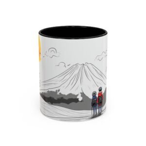 WickerStudio Mountain Trail Trekking Duet Lover Coffee Mug, Outdoor Adventure Camping Tea Cup Gift, Hiking Couple