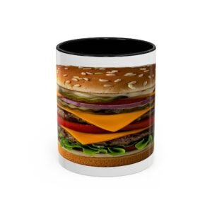 WickerStudio Funny Hamburger Mug, Ceramic Tea Cup, Cute Kitchen Decor, Unique Gift