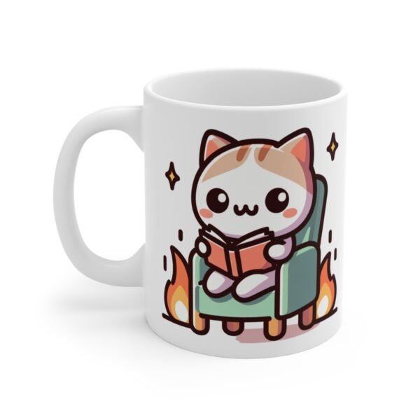 WickerStudio Kitten Calmly Reading Mug, Cat Lover Gift, Cute Animal Coffee Cup, Pet Owner Present - Image 2