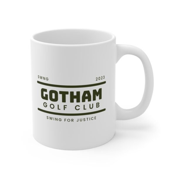 WickerStudio Gotham Golf Club Swing for Justice, Golf Lover Gift, 11oz Ceramic Cup, Golfing Mug, Golf Unique Present, - Image 3