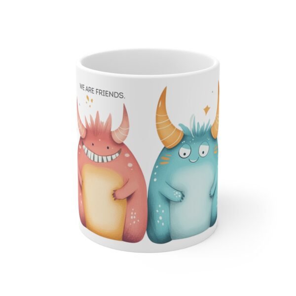 WickerStudio Funny Monster are friends Mug, Halloween Novelty Tea Mug, Unique Kitchen Decor