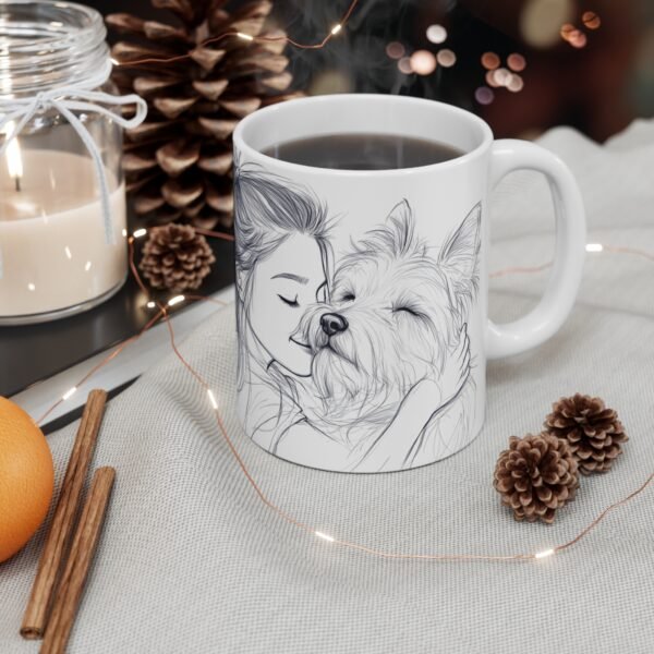 WickerStudio Girl and Westie, Dog Mom, Personalization Gift, Puppy Owner Present, Ceramic Mug, Coffee Lover Mug - Image 4