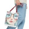 WickerStudio Stylish Woman Face Tote Bag - Personalized Name , Shopping Bag, Shoulder Bag, - Image 7