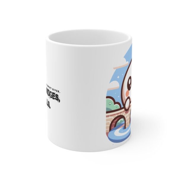 WickerStudio Inspirational Quote Coffee Cup 11oz, Motivational Ceramic Tea Mug, Time is a River Bridge, Gift for Friend,