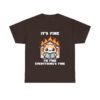 WickerStudio Cat Calmly Calmly Reading Surrounded By Fire Unisex Tee, Kitten Lover Gift, Cute Animal Graphic Shirt - Image 5