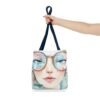WickerStudio Stylish Woman Face Tote Bag - Personalized Name , Shopping Bag, Shoulder Bag, - Image 20