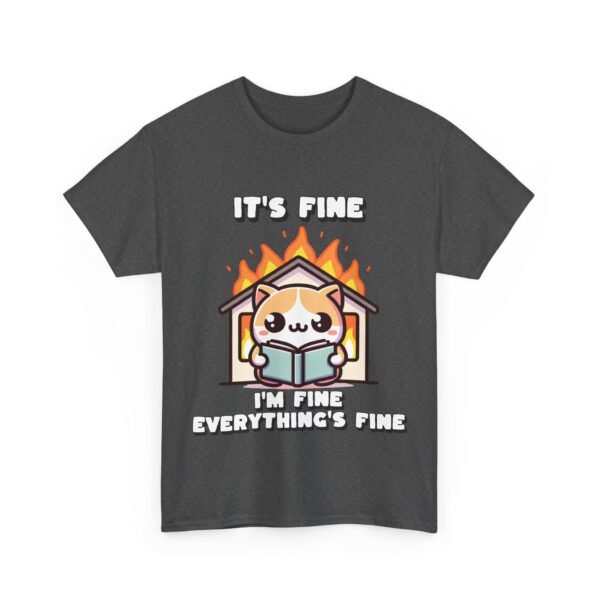 WickerStudio Cat Calmly Calmly Reading Surrounded By Fire Unisex Tee, Kitten Lover Gift, Cute Animal Graphic Shirt - Image 19