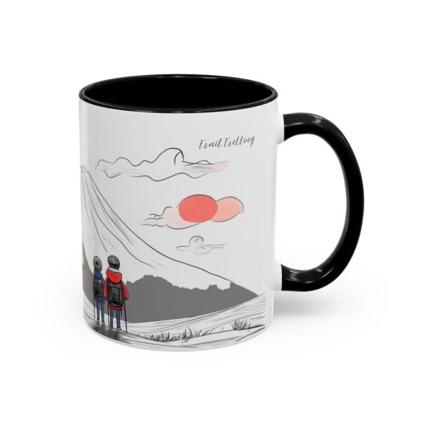 WickerStudio Mountain Trail Trekking Duet Lover Coffee Mug, Outdoor Adventure Camping Tea Cup Gift, Hiking Couple - Image 2