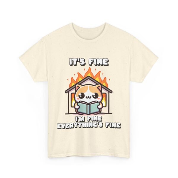 WickerStudio Cat Calmly Calmly Reading Surrounded By Fire Unisex Tee, Kitten Lover Gift, Cute Animal Graphic Shirt - Image 11