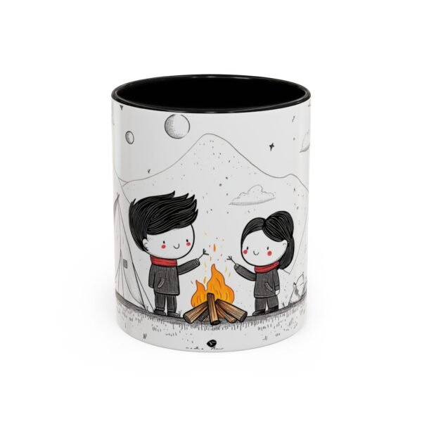 WickerStudio Duet Lover Mug, Campfire Camping Ceramic Coffee Cup, Outdoor Adventure, Campsite Enthusiast Mug, Romantic Mug.