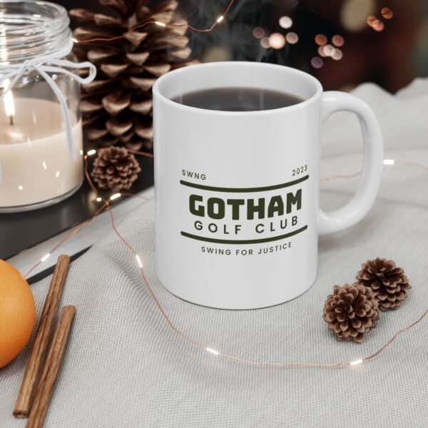 WickerStudio Gotham Golf Club Swing for Justice, Golf Lover Gift, 11oz Ceramic Cup, Golfing Mug, Golf Unique Present, - Image 4