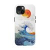 Wickerstudio Tsunami and Sun iPhone 15 Case, Ocean Wave Phone Cover, Protective Phone Case, Water Sun Cellphone Case