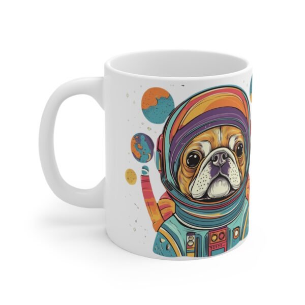 WickerStudio Funny Bull Dog Greeting from outer space mug, Cute Dog Lover, Funny Bull dog Tea Mug - Image 2