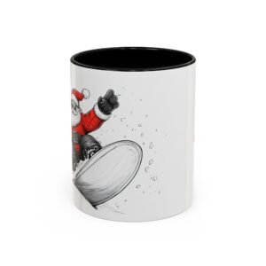 WickerStudio Santa is on his way, Snowboard, Christmas Mug, Holiday Mug, Festive Mug, Santa Mug, 11oz,  Gift for Christmas