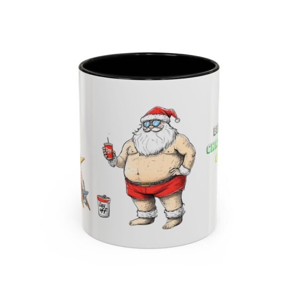 WickerStudio Santa Claus Relax on the Beach Before Christmas Come, Holiday Coffee Cup, Festive Xmas Gift, Novelty Mug