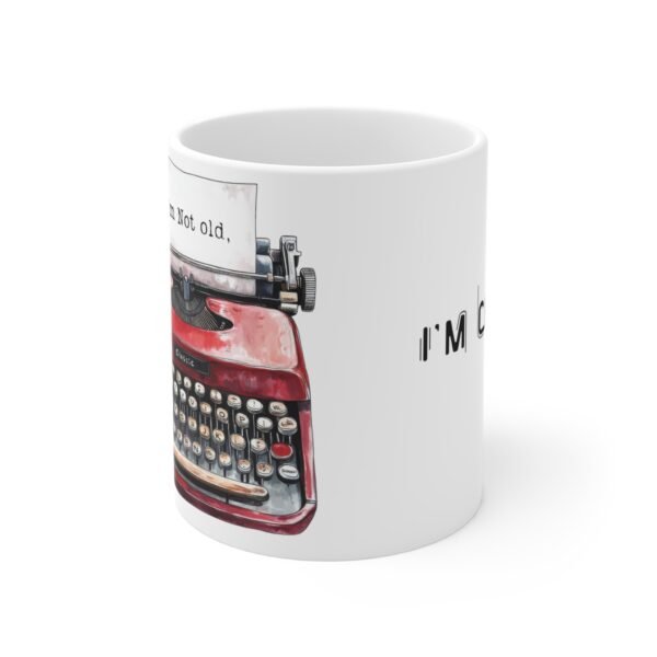WickerStudio Vintage Typewriter Accent Coffee Mug, Classic Retro Office Desk Mug, Writer Gift for Book Nerd, Unique Design