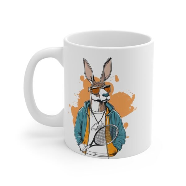 WickerStudio Mug 11oz, Australian Kangaroo Tennis Lover Gift, Aussie Animal Mug, Down Under Sports Coffee Mug, Unique Gift - Image 2