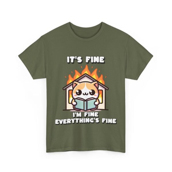 WickerStudio Cat Calmly Calmly Reading Surrounded By Fire Unisex Tee, Kitten Lover Gift, Cute Animal Graphic Shirt - Image 15