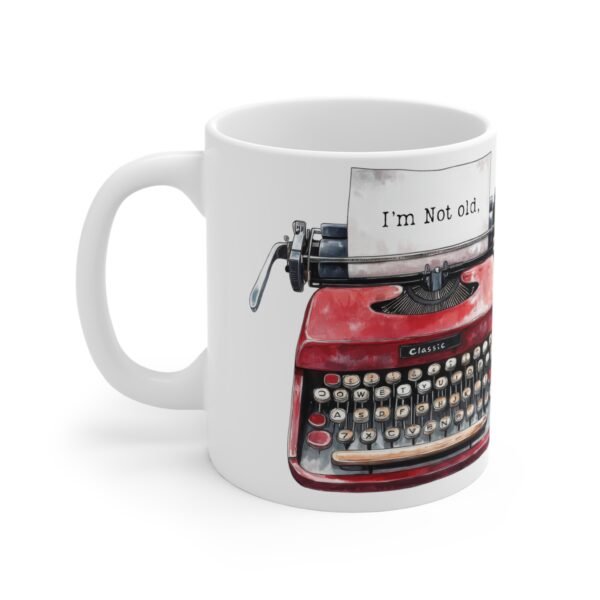 WickerStudio Vintage Typewriter Accent Coffee Mug, Classic Retro Office Desk Mug, Writer Gift for Book Nerd, Unique Design - Image 2