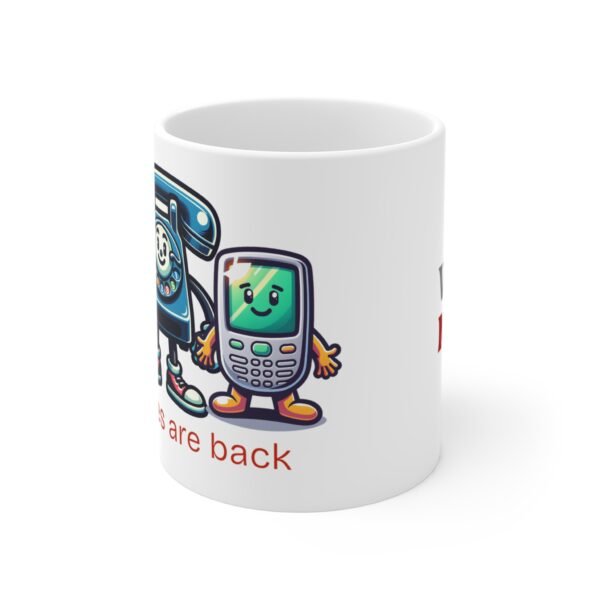 WickerStudio Retro Mug, Vintage Memory Old Time Are Back Telephone Pager Coffee Cup, Tech Enthusiasts, Computer Geeks,