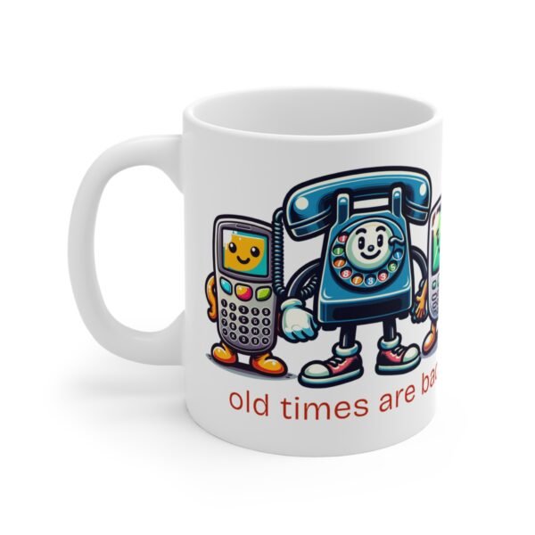 WickerStudio Retro Mug, Vintage Memory Old Time Are Back Telephone Pager Coffee Cup, Tech Enthusiasts, Computer Geeks, - Image 2