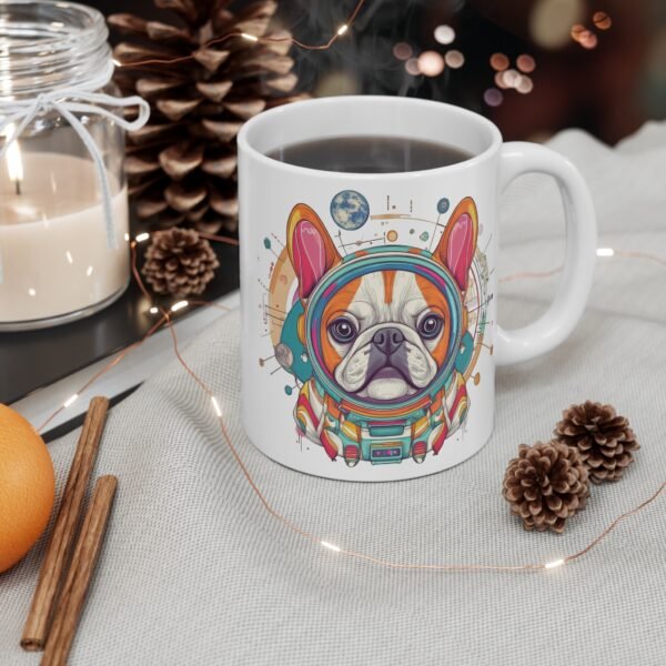 Bull Dog Astronaut Mug, Space Pup Coffee Cup, Cute Animal Lover Gift, Funny Pet Tea Mug, Bull Dog in Space Design - Image 4