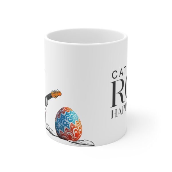 Mug: Cat Rabbit Rock, Happy Easter - Ceramic Coffee Cup, Easter Bunny Mug - Image 2