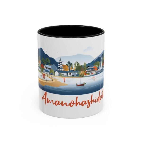 Amanohashidate Bridge to Heaven Design, Japanese Ceramic Tea Cup, Japan Mountain Landscape