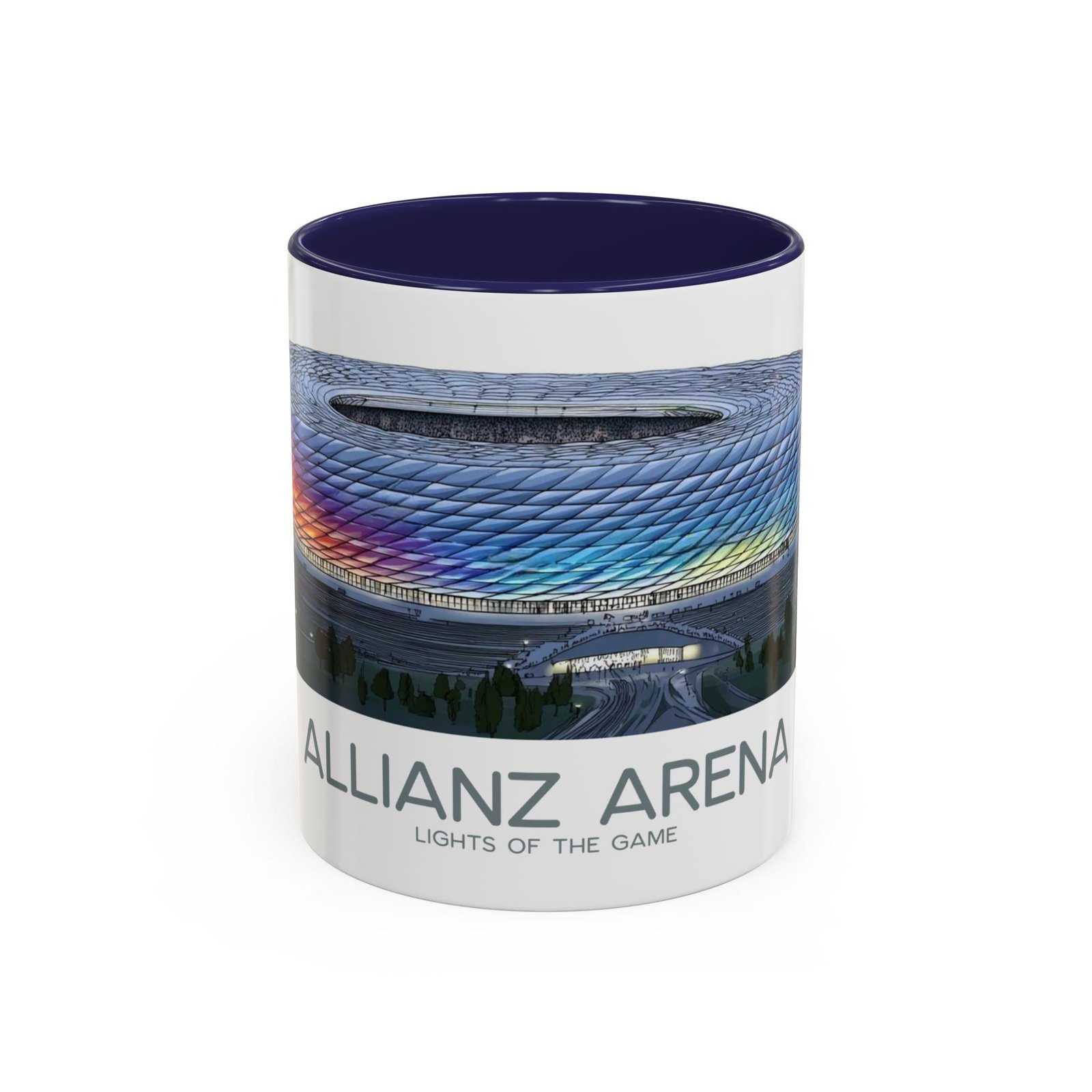 Allianz Arena Munich Coffee Mug, Vibrant Lights And Game Spirit - Image 5