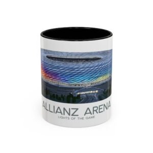 Allianz Arena Munich Coffee Mug, Vibrant Lights And Game Spirit