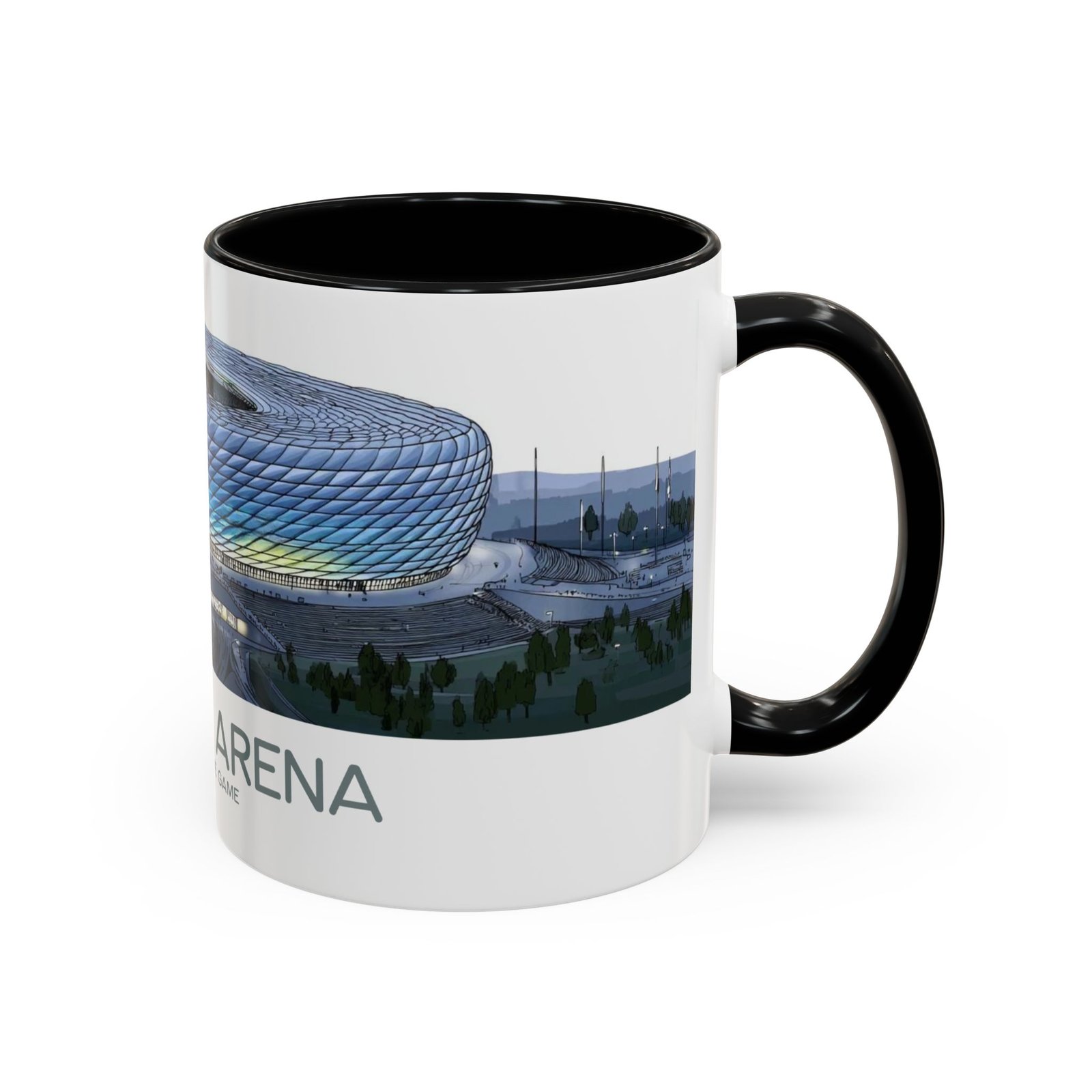 Allianz Arena Munich Coffee Mug, Vibrant Lights And Game Spirit - Image 2