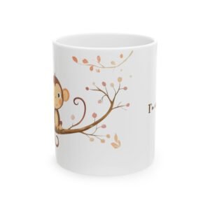 Cute Monkey Ceramic Mug for Animal Lovers, Playful Coffee Cup, Adorable Tea Mug